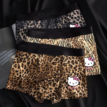 Muške bokserice Ice Silk s leopard printom, prozračne, srednje visine struka, pletene