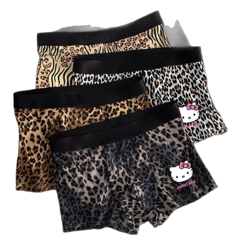 Muške bokserice Ice Silk s leopard printom, prozračne, srednje visine struka, pletene