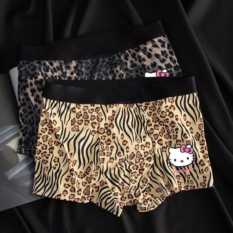 Muške bokserice Ice Silk s leopard printom, prozračne, srednje visine struka, pletene