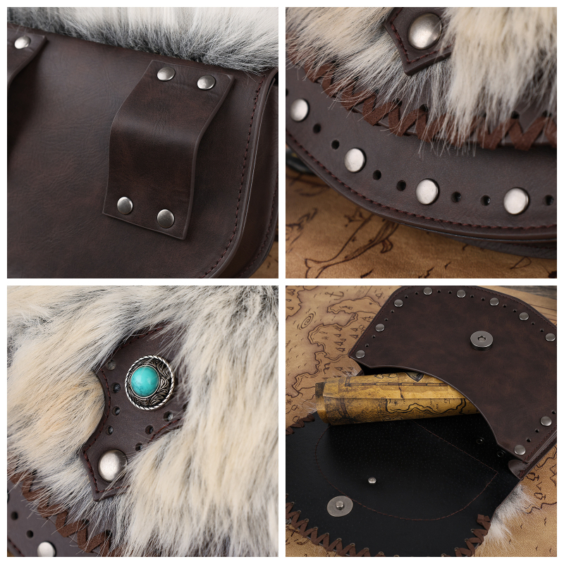 Srednjovjekovna torbica s draguljima za cosplay, skandinavski vikingski stil, retro, zima 2025, Spot roba