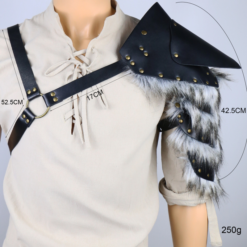 Srednjovjekovni vikinški ramenski oklop s perjem za cosplay – dodatak, marka Ficino, odrasli, jesen 2024, pakiranje 26×15×4 cm, težina 250 g