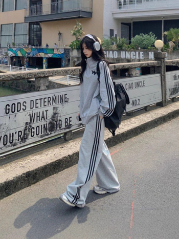 Ženski plus veličine jesenski sportski set, udoban kroj, vizualni učinak mršavljenja, korejskog stila hoodie, dvodijelni casual komplet