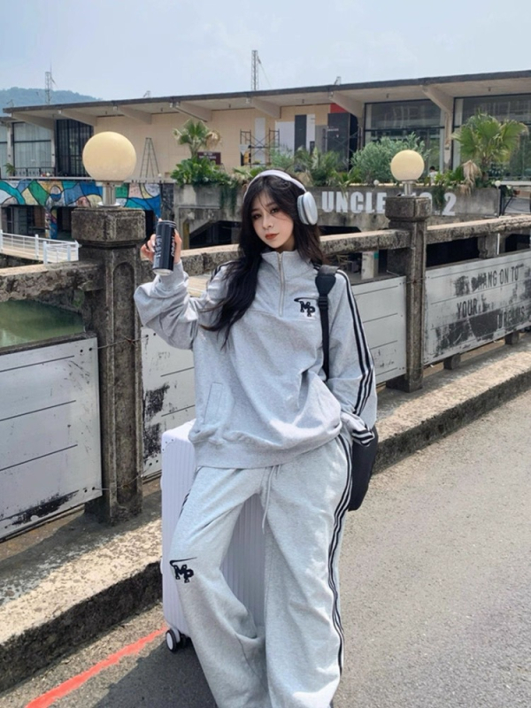 Ženski plus veličine jesenski sportski set, udoban kroj, vizualni učinak mršavljenja, korejskog stila hoodie, dvodijelni casual komplet