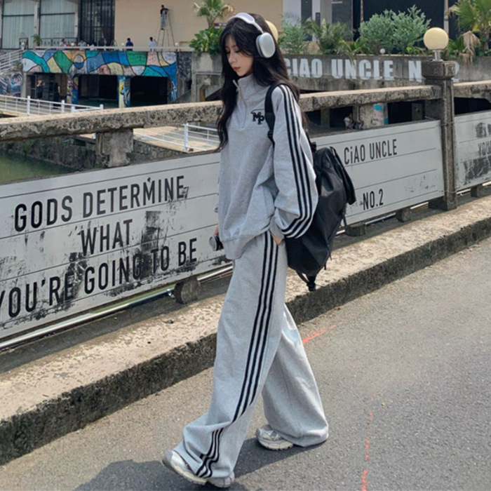 Ženski plus veličine jesenski sportski set, udoban kroj, vizualni učinak mršavljenja, korejskog stila hoodie, dvodijelni casual komplet