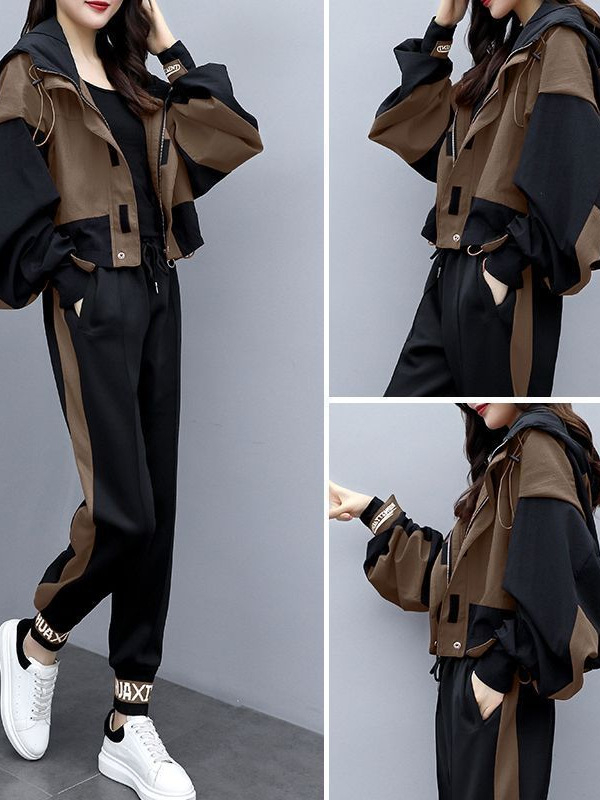 Damski dvodijelni kostim, jesen 2024, jednobojna boja, dugi rukavi, 70–80% elastan s polyesterom manje od 30%, japansko-korejski casual stil