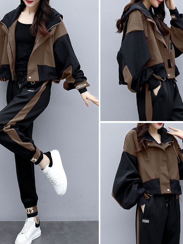 Damski dvodijelni kostim, jesen 2024, jednobojna boja, dugi rukavi, 70–80% elastan s polyesterom manje od 30%, japansko-korejski casual stil