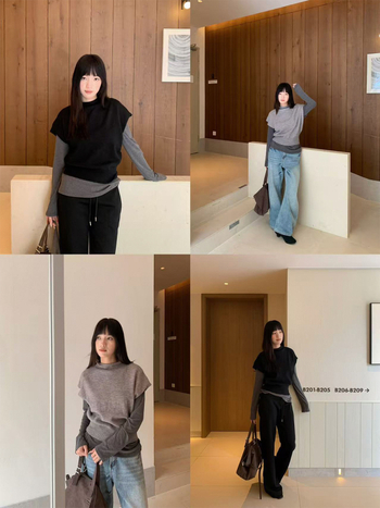 Ženski komplet od pletenog topa – top s polu visokim ovratnikom i kratkim rukavima + dugi rukav T‑shirt, akrilna vlakna 50–70%, casual japansko-korejski stil, zima 2025