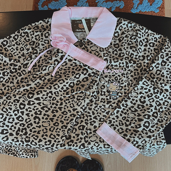 Lyocell pidžama set s leopard uzorkom, duga rukava i duga hlače, lagana tkanina, za sve sezone