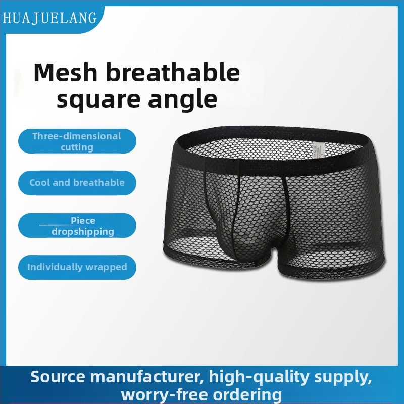 Vyriski boxeriai iš poliesterio, kvėpuojantis tinklas, žemas juosmuo, 70-80% poliesterio, Stilius: Tipo C / Nematomas