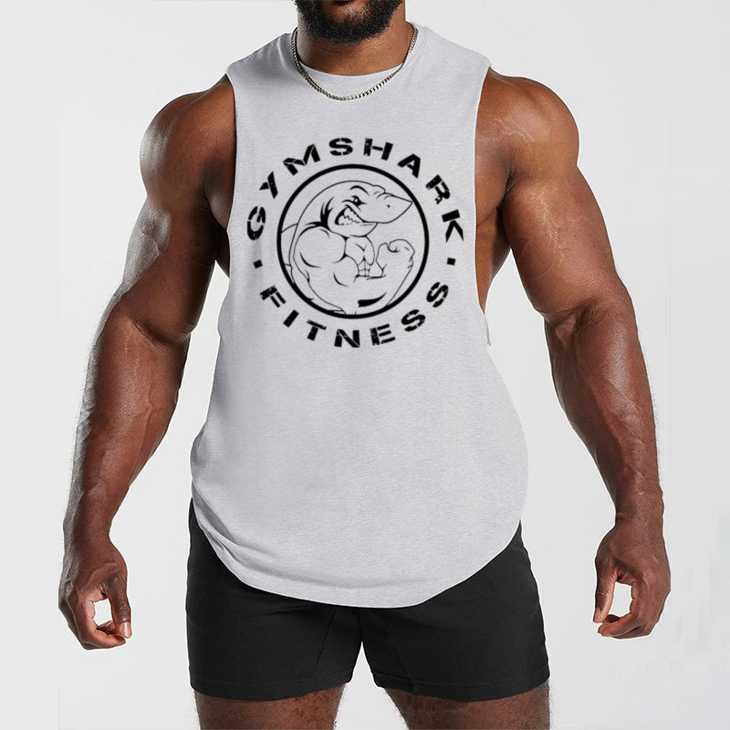 Férfi fitnesz mellény, laza szabású, 90% poliészter, betűs nyomás, nyári sportos felső