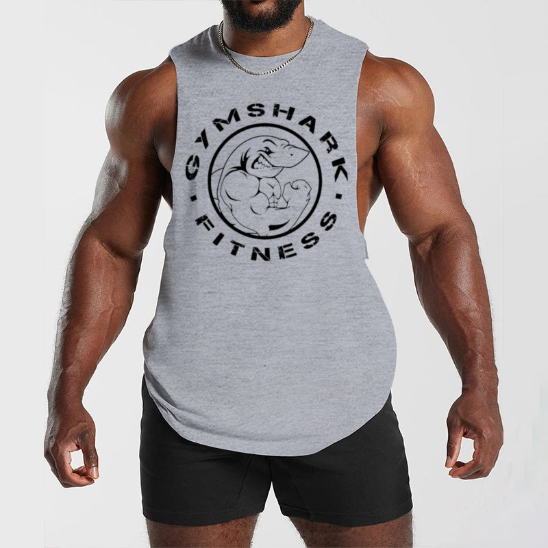 Férfi fitnesz mellény, laza szabású, 90% poliészter, betűs nyomás, nyári sportos felső