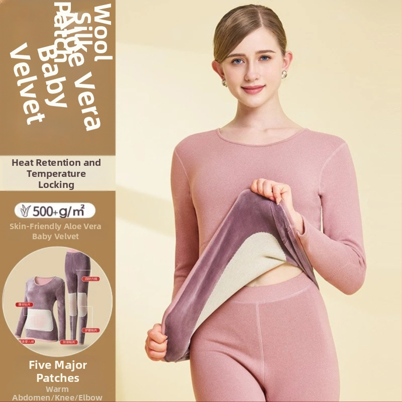 Unisex termalni komplet s flisom, dvostruki sloj, iznimno debeli 401–500 g/m², zaštita struka i zagrijavanje trbuha, s fleec patch i velur umetci
