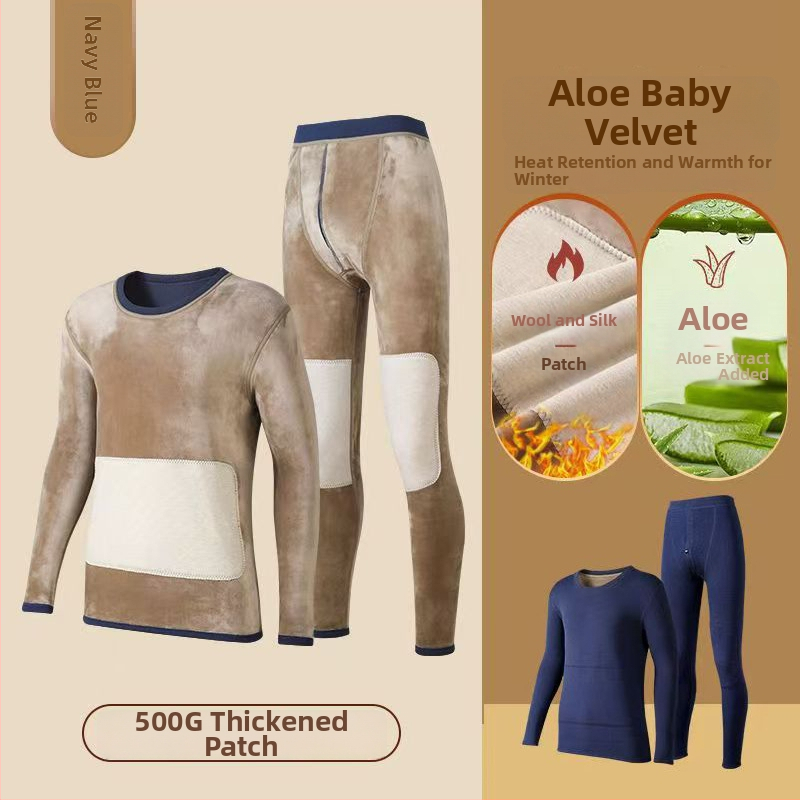 Unisex termalni komplet s flisom, dvostruki sloj, iznimno debeli 401–500 g/m², zaštita struka i zagrijavanje trbuha, s fleec patch i velur umetci