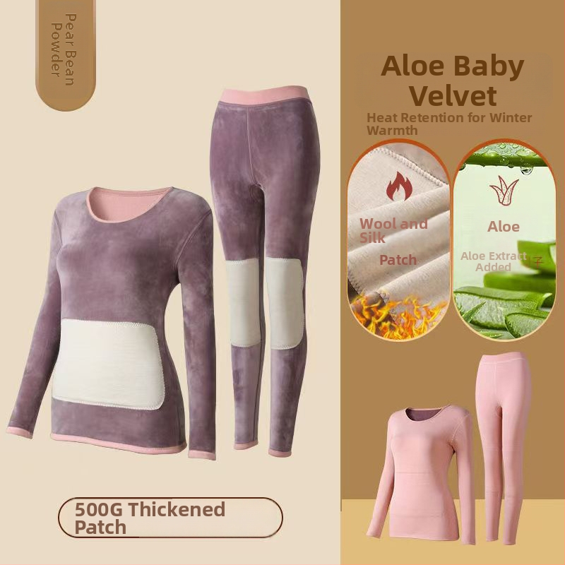 Unisex termalni komplet s flisom, dvostruki sloj, iznimno debeli 401–500 g/m², zaštita struka i zagrijavanje trbuha, s fleec patch i velur umetci