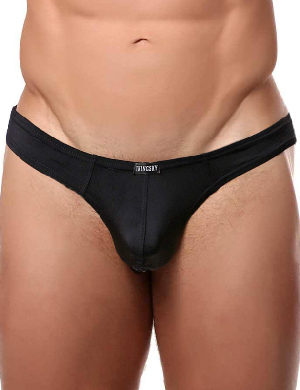 IKINGSKY Muške thong gaćice s velikim prednjim džepom, prednja strana od modal + mreže, Nylon 95%, niska struk