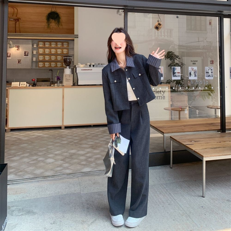 Kaihui ženski kostim u korejskom stilu, hlače dužine ¾, proljeće 2025, tkanina od ovčje vune, PVC glavni materijal