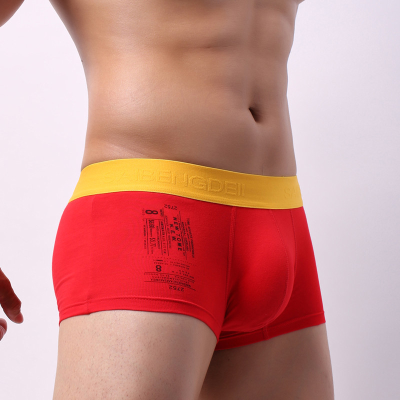 Boxeri bărbați din bumbac, talie medie, respirabili, fără cusături, buzunar mare în formă de U, 100% bumbac