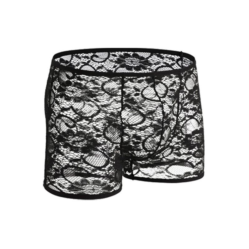 Muške čipkaste bokserice s niskim strukom, prozračne, najlon pletene, U-pouch dizajn