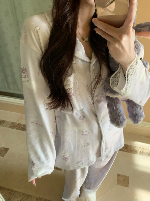 Set de pijamale – Island Velvet, mâneci lungi, guler rever, 90-95% Spandex, Extra Thick 301-350 g/m2