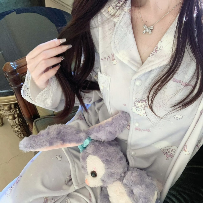 Set de pijamale – Island Velvet, mâneci lungi, guler rever, 90-95% Spandex, Extra Thick 301-350 g/m2