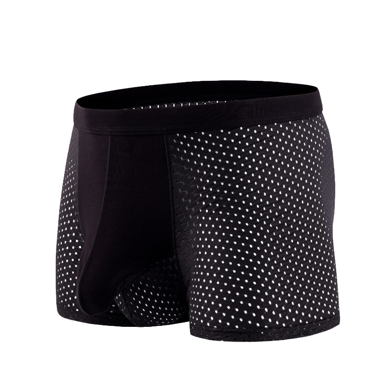 Muške boxerice od ice silk, prozračne mrežaste, brzo suše, srednji pojas, podstava prepona od viskoze 90–95%