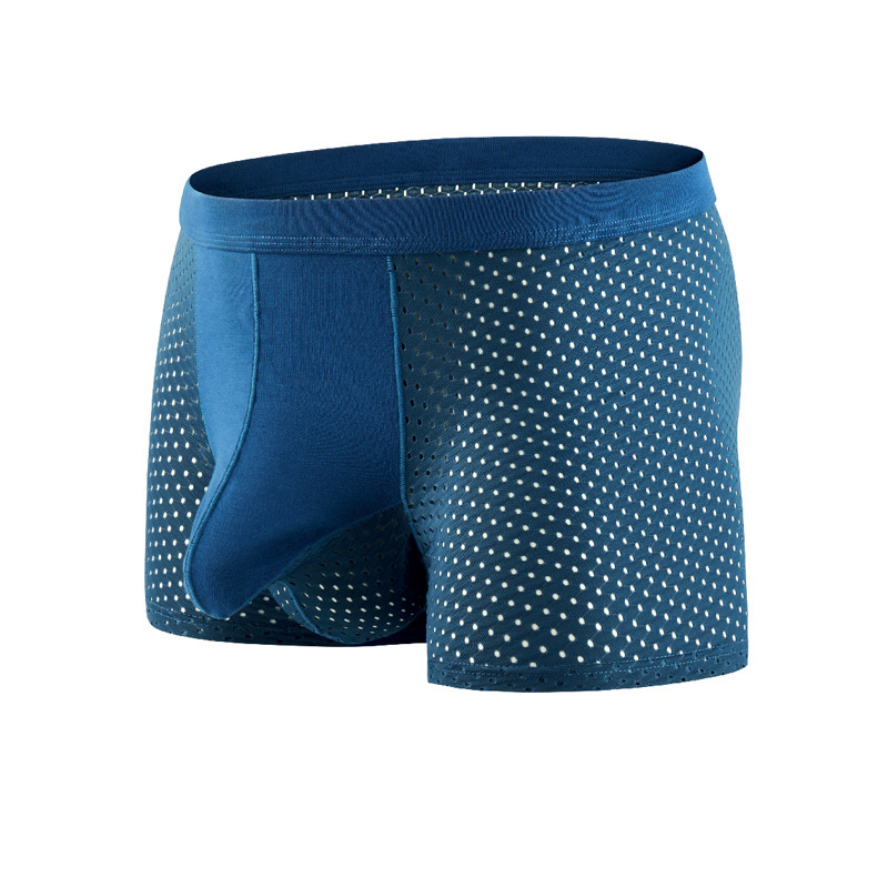 Muške boxerice od ice silk, prozračne mrežaste, brzo suše, srednji pojas, podstava prepona od viskoze 90–95%