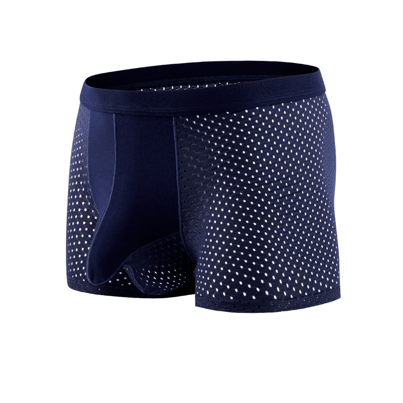 Muške boxerice od ice silk, prozračne mrežaste, brzo suše, srednji pojas, podstava prepona od viskoze 90–95%