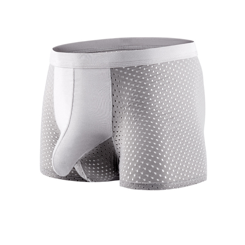 Muške boxerice od ice silk, prozračne mrežaste, brzo suše, srednji pojas, podstava prepona od viskoze 90–95%