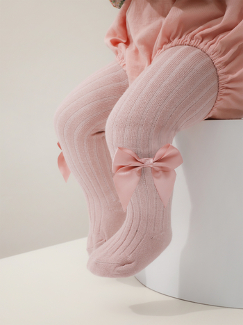 Детски чорапогащи с панделка за пролет и есен, полиестерова смес 95%, марка Spring Minor, за момичета