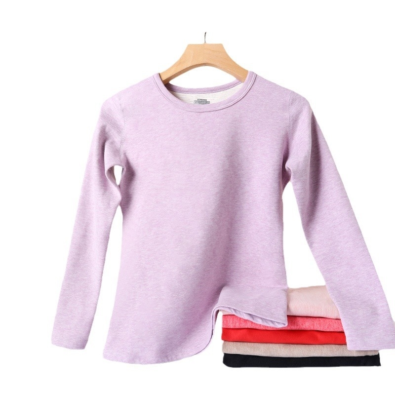 Set de lenjerie termică pentru femei din lână și mătase — țesătură Derong, principal material: poliester, antibacterian și antistatice, păstrează căldura, protecție pentru burtă și spate, guler rotund, mâneci lungi, top și bottom ca strat de bază