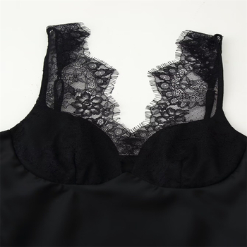 Set Top Camisole și fustă, culoare uni, poliester, textură dantelă-satin, fără mâneci, 95%+ poliester, stil casual japonez-coreean, toamnă 2025