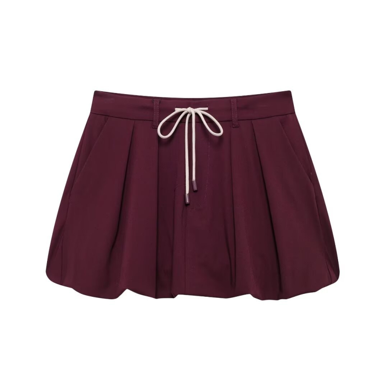 Set jakna s patentnim zatvaračem i lantern mini suknja, poliester, kratka suknja, ljeto 2024, gradski stil