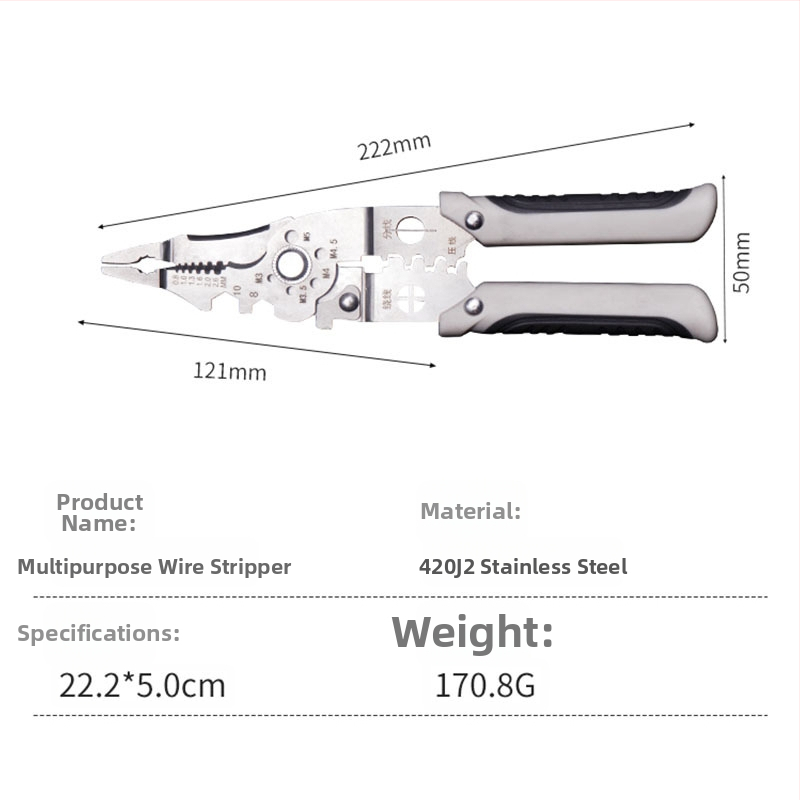 Laidų nuėmimo žnyplės, 21-in-1, nerūdijantis plienas, daugiafunkcinis įrankis