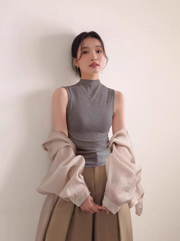 TAIZISONG Slim-Fit καμιζόλα από βισκόζη με σπαντέξ, Αστικός στυλ, Διπλά λουριά, Ετικέτα