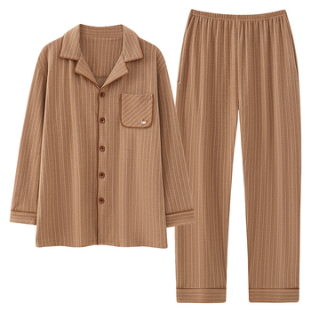 Férfi melegítő velúr pizsama készlet — Derong velúr anyag, reveres gallér, hosszú ujjú, 201–250 g/m²