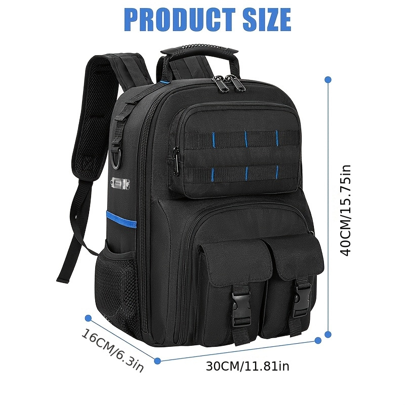 Nothing Rucsac pentru unelte – rucsac rezistent cu organizator detașabil și căptușit, pentru transportul uneltelor electrice și a uneltelor hardware, stil modern simplu