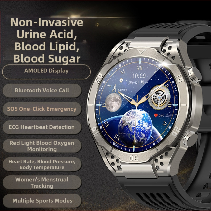 Ceas inteligent cu monitorizare ritm cardiac, tensiune arterială, oxigen în sânge, monitorizare somn, autonomie baterie 7–14 zile