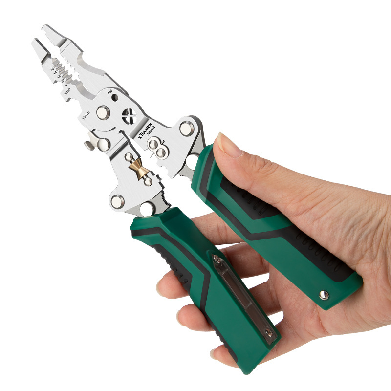 Elektrikų replės laidų odėliavimui su integruotu testeriu, kabelių pjovimas, daugiafunkcinis įrankis