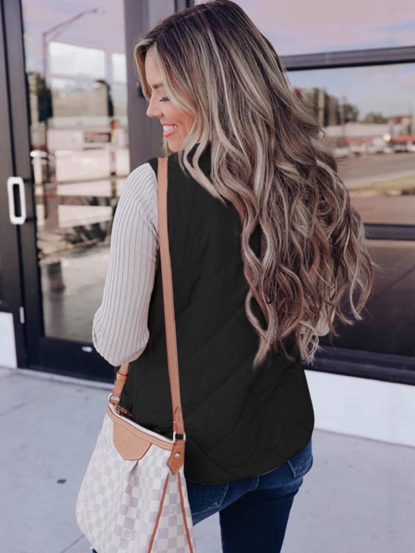 Vest pentru femei, stil cardigan casual, închidere cu fermoar, țesătură poliester, lungime 50–65 cm