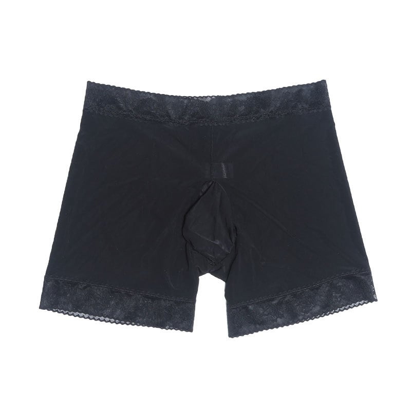 Férfi ultra vékony selyemszerű alsónemű szeparáló zsebbel (Ice Silk anyag; 50–70% poliészter; pamut alsó rész; középmagas derék; egyszínű)