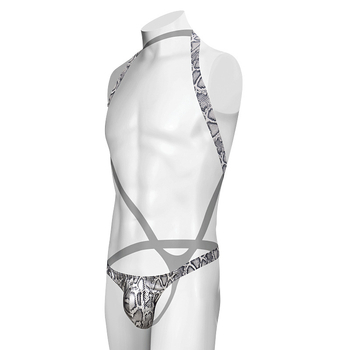 Ανδρικά εσώρουχα από πολυεστέρα με σχέδιο φιδιού, χαμηλή μέση, μεμονωμένο thong με μεγάλο θύλακα (90–95% πολυεστέρας)