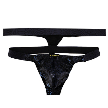 Ανδρικά εσώρουχα από πολυεστέρα με σχέδιο φιδιού, χαμηλή μέση, μεμονωμένο thong με μεγάλο θύλακα (90–95% πολυεστέρας)