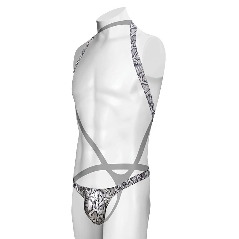 Ανδρικά εσώρουχα από πολυεστέρα με σχέδιο φιδιού, χαμηλή μέση, μεμονωμένο thong με μεγάλο θύλακα (90–95% πολυεστέρας)
