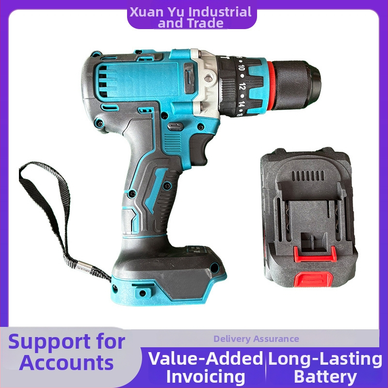 Xuanyu Bezdrôtová vŕtačka s bezuhlíkovým motorom, Li-ion batéria, 2 rýchlosti, 13 mm skľučovadlo, pištoľová rukoväť