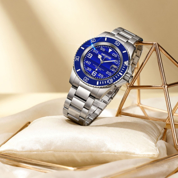 MEGESE mechanikus merülőóra világító kijelzővel, naptárral és átlátszó ablakkal, 30 m vízállóság, korrozsmentes acél tok és szíj, Hangzhou mozgás