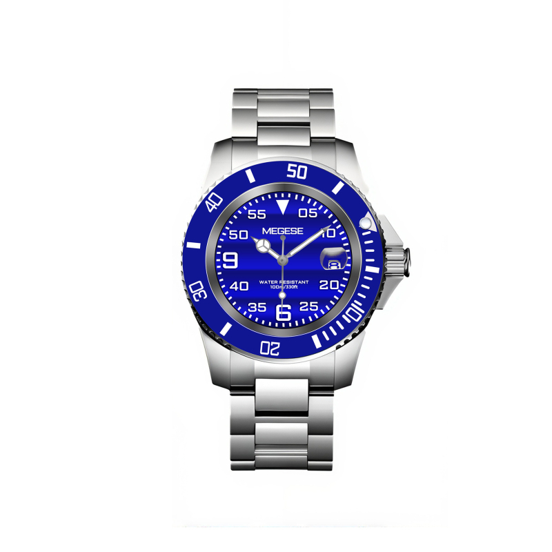 MEGESE mechanikus merülőóra világító kijelzővel, naptárral és átlátszó ablakkal, 30 m vízállóság, korrozsmentes acél tok és szíj, Hangzhou mozgás