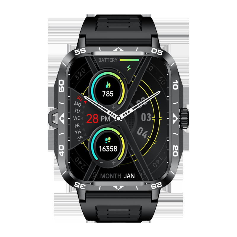 Ceas inteligent cu apeluri Bluetooth, monitorizare ritm cardiac, tensiune arterială, oxigen în sânge și numărătoare de pași