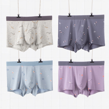 Férfi modal boxer, középmagas derék, légáteresztő, nyomtatott mintákkal, 90–95% modal anyag