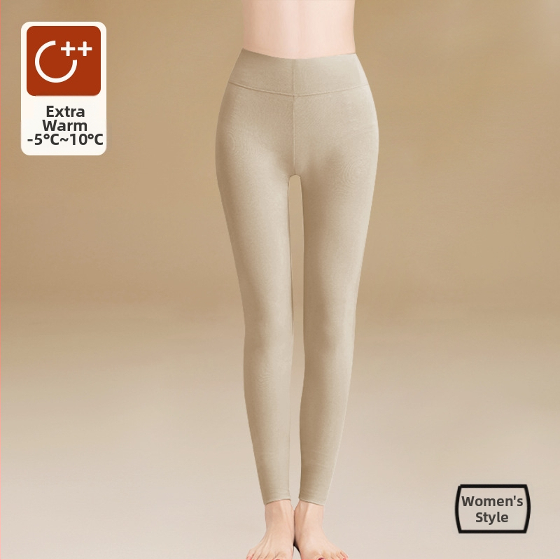 Vysoký pás bavlnené termálne legíny s fleecovým podšitím – hrubé, 280 g, dĺžka 9/10