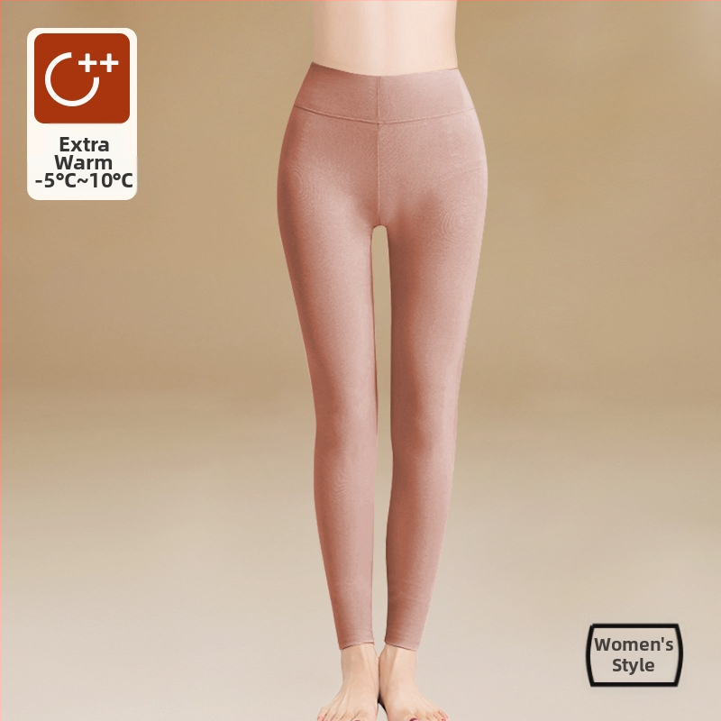 Vysoký pás bavlnené termálne legíny s fleecovým podšitím – hrubé, 280 g, dĺžka 9/10